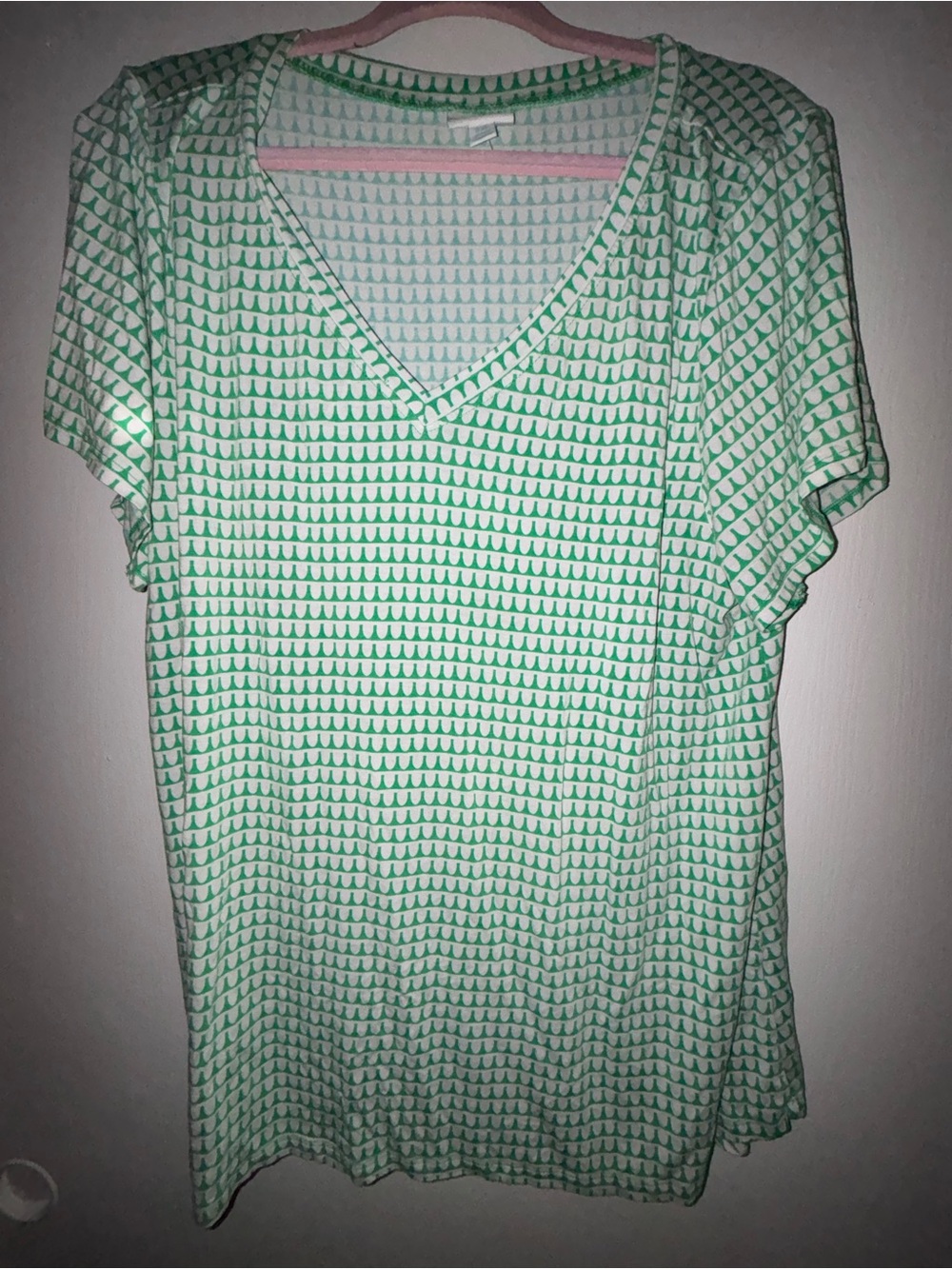 LuLaRoe Mint Green Geometric V-Neck Short Sleeve Top